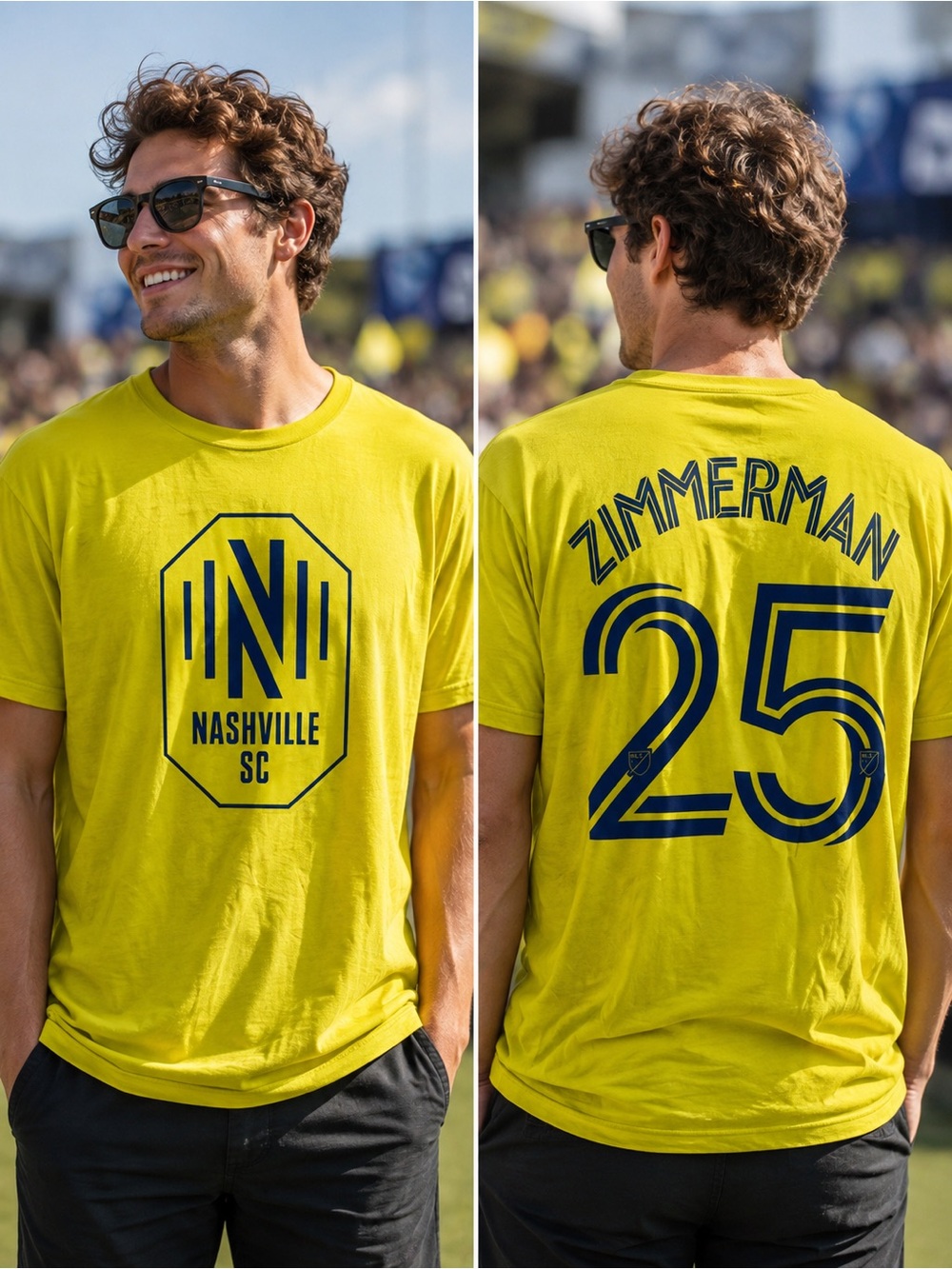 Nashville SC Walker Zimmerman #25 Men’s Large Yellow Fanatics T-Shirt NWT